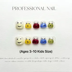 Press On Nails Cartoon Funny Expression Colorful Reusable Plastic Artificial Fingernails For Kids Girls