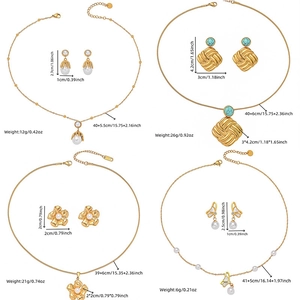 Parures de bijoux vintage en acier inoxydable avec perles et pendentifs floraux