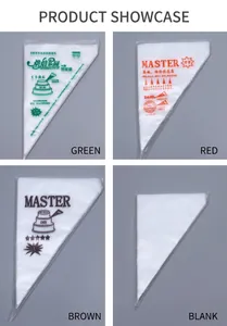 Detailed comparison of thick disposable pastry bags in four distinct styles and sizes