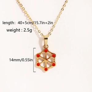 Weihnachtliche Goldkette mit rotem Emaille-Schneeflocken-Anhänger für Damen Geschenke