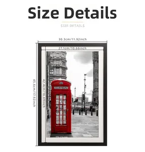 Size details diagram showing external and internal dimensions for 17-18 inch photo frame