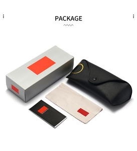Complete premium accessories set including leather case, cleaning cloth, and box for sunglasses