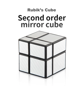 Macro shot of silver brushed mirror stickers on a black frame second order mirror cube