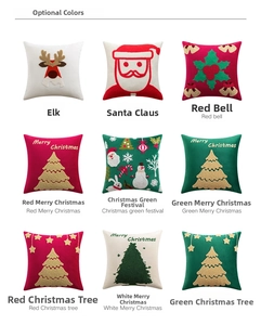 Grille détaillée montrant neuf housses de coussin de Noël en velours brodé