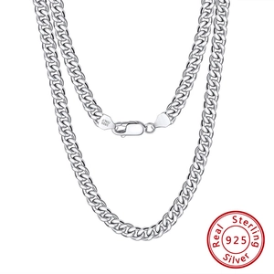 Classic 925 sterling silver Cuban link chain necklace for men with S925 ITALY hallmark