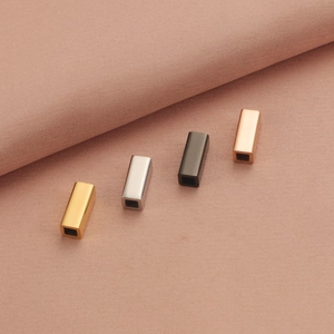 Hollow rectangular titanium steel beads in gold, silver, black and rose gold finishes