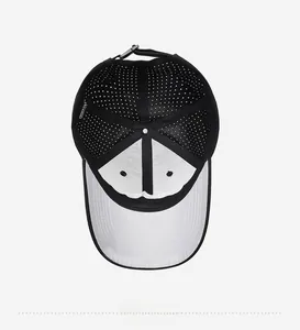 Detail view of the breathable mesh interior and reinforced stitching of the baseball cap