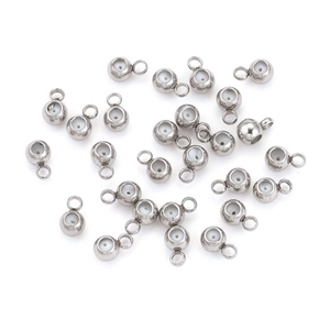 Perline a scorrimento in acciaio inox con interno in gomma e gancio per gioielli fai da te