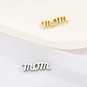Breloque Pendentif Lettre Mom Acier Inoxydable Police Script DIY Collier Bracelet Accessoire Création Bijoux Femme