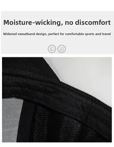 Close-up of the breathable interior fabric and widened sweatband of this black sports cap