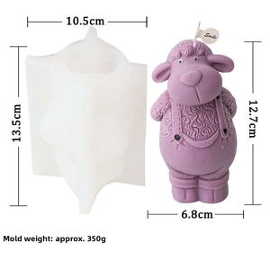 Detailed dimensions and weight for cartoon sheep silicone candle mold
