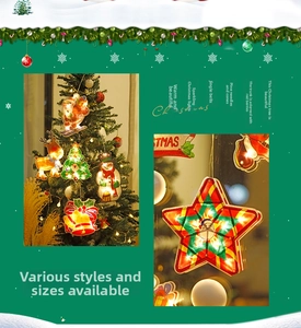 Detail of star-shaped Christmas LED window light with warm glow and festive patterns