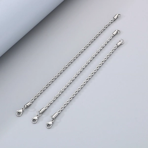 Three-piece silver twisted rope bracelets in stainless steel with lobster clasp closures