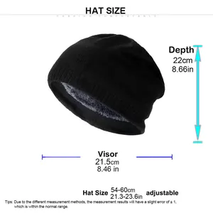 Guide des tailles de bonnet tricoté avec 22cm profondeur et 54-60cm tour de tête
