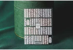Macro detail of leopard print nail stickers TS-280 on premium green velvet background