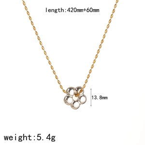 Detailed view of flower pendant necklace with dimensions 13.8mm and 420mm length