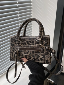 Borsa A Mano Vintage Con Stampa Leopardata Pelle PU Stile Motociclista Borsa A Tracolla Con Nappe Da Donna