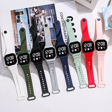 Selection of eight colorful LED digital square watches with soft silicone straps