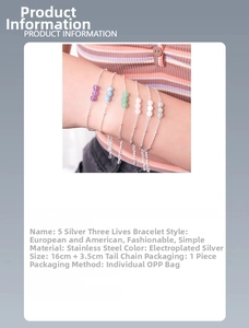 Detail specifications of stainless steel bracelet with natural stone beads and silver finish