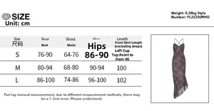 Detailed size chart for sexy leopard print backless ruffle midi dress with measurements