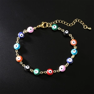 Evil Eye Pendant Necklace Copper Gold Plated Colorful Zircon Beads Boho Fashion Jewelry For Women