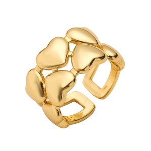 Elegant gold-plated geometric heart open ring with a polished minimalist hollow design