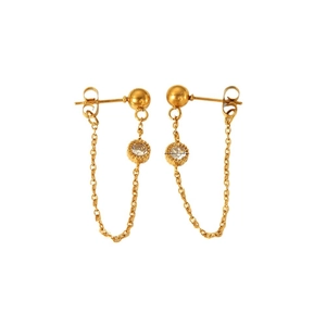18k gold plated stainless steel chain drop earrings with clear gemstone pendants
