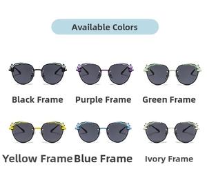 Detail view of polarized kids sunglasses with cute bear frame in six assorted colors