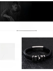 Détail du fermoir magnétique en acier 316L sur bracelet en cuir tressé noir