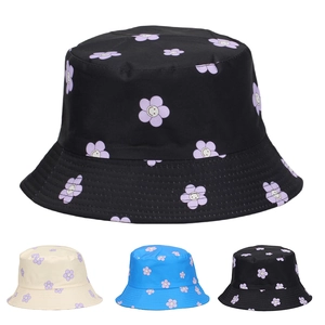 Unisex Fischerhut Polyester Floral Smiley Gesicht Druck Outdoor Sonnenschutz Atmungsaktiv Lässig Streetwear Mode