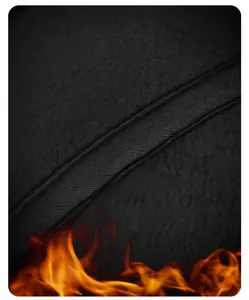 Detail view of thickened fleece lining in winter baseball cap for heat retention