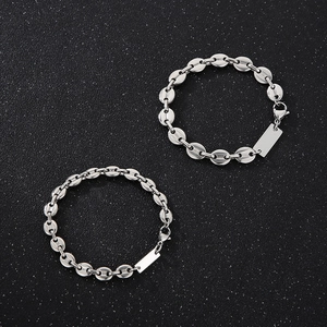 Sleek titanium steel pig nose chain necklace with custom rectangle pendant for men