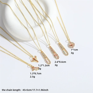 Vintage gold necklaces with diverse devil eye pendants and length measurements