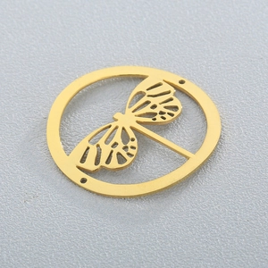 Minimalist golden stainless steel dragonfly cutout charm for DIY jewelry bracelets