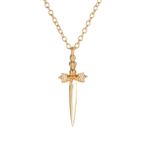 Collana con ciondolo a spada dorata in stile punk vintage con finitura lucida per uomini