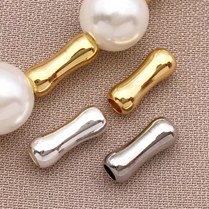 Distanziatori in rame placcato oro 18k stile bambù per gioielli fai da te con finitura liscia