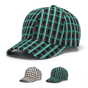Plaid Baseball Cap Retro Woven Polyester Adjustable Metal Buckle Outdoor Sun Protection Casual Sporty Hat For Men Women
