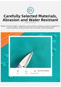 Close-up of water-resistant nylon fabric with durable diamond texture on travel backpack