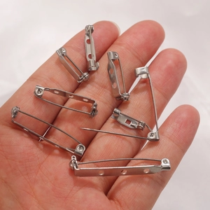 Stainless steel safety pin brooches with locking backs for handmade DIY jewelry making