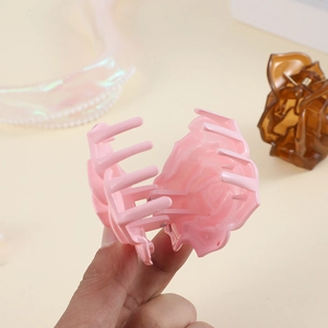 Pince à cheveux rose en forme de rose 3D avec dents solides pour coiffure féminine