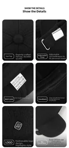 Detailed views of men's winter cap showing earflaps, metal buckle, and cotton blend fabric