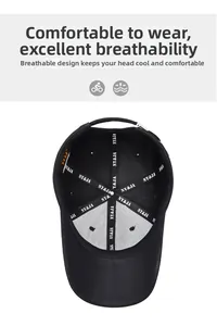 Detail of baseball cap interior showing NY&JA logo sweatband and breathable stitching