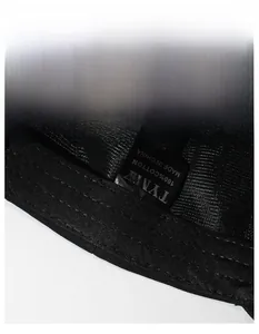 Detail of widening cotton sweatband and quality stitching on the black baseball cap