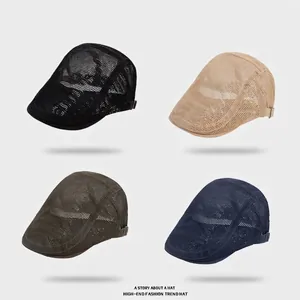 Summer Mesh Flat Cap Breathable Hollow Ivy Beret Hat Adjustable Sun Protection For Men Women Casual Leisure