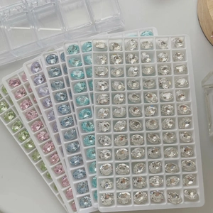 Oval pointed bottom crystal rhinestones in various colors for 3D nail art decoration