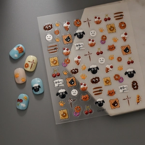 Jelly transparent nail stickers with cute cartoon sheep and ice cream patterns