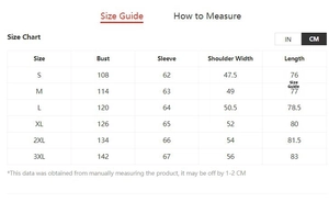 Detailed size guide chart with measurements for men's vintage linen casual long sleeve shirt