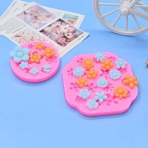 Pink silicone flower mold for DIY cake decorating and chocolate baking crafts