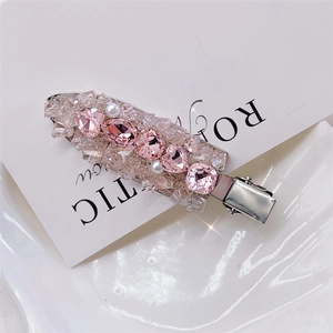 Elegant silver-toned hairpin featuring pink crystals and white pearls for women