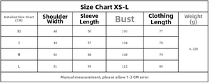 Detailed size chart in CM for plaid scarf collar poplin shirt ranging from XS to L